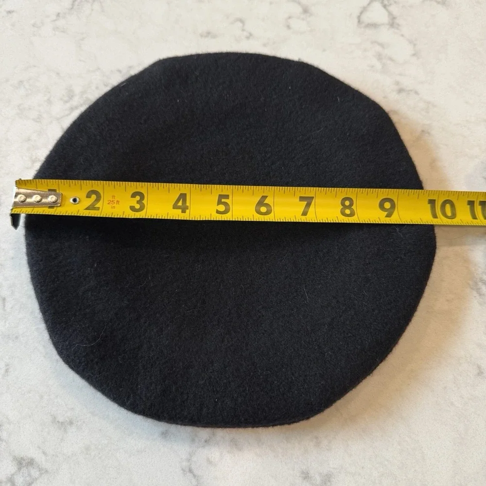 Vintage French Basque De Luxe Beret Black 100% Wool + Red Wool Beret